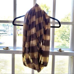 Brown / Taupe & Gold Infinity Wrap Scarf